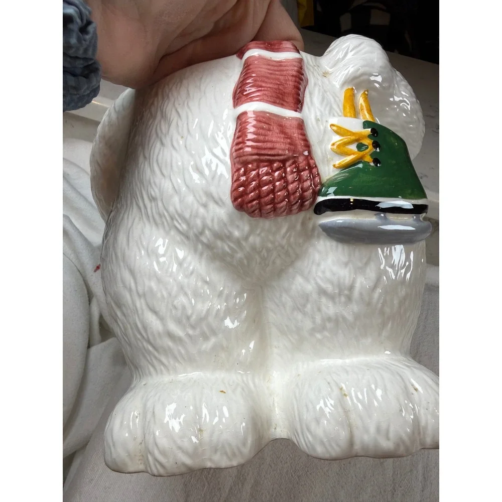Asia Master Group Vintage Polar Bear Cookie Jar‎ Winter Scarf Goggles Ice Skates